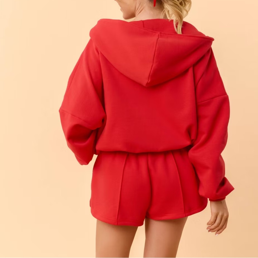 NWT Blogilates Set Women's Marshmallow Full Zip Hooded Sweatshirt & Shorts -M - Picture 6 of 12